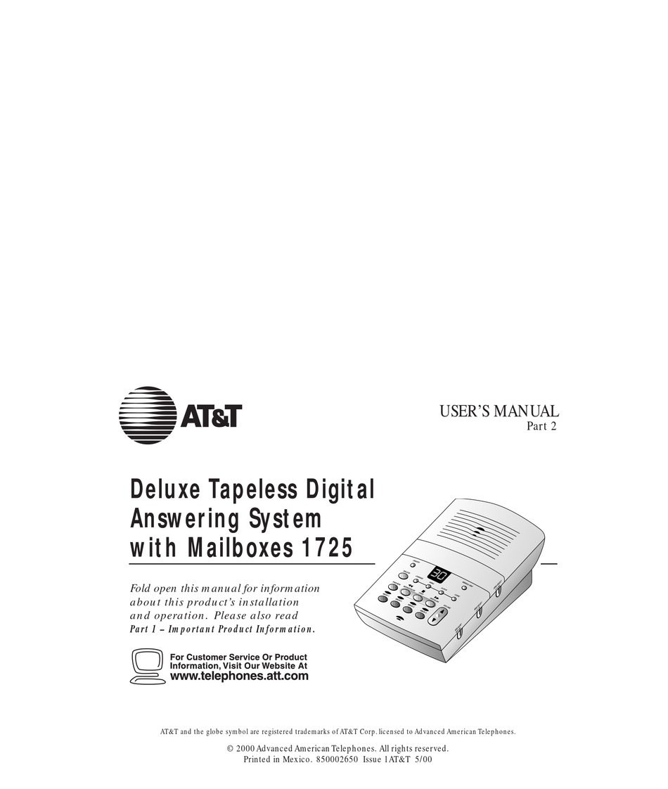 At T 1725 User Manual Pdf Download Manualslib