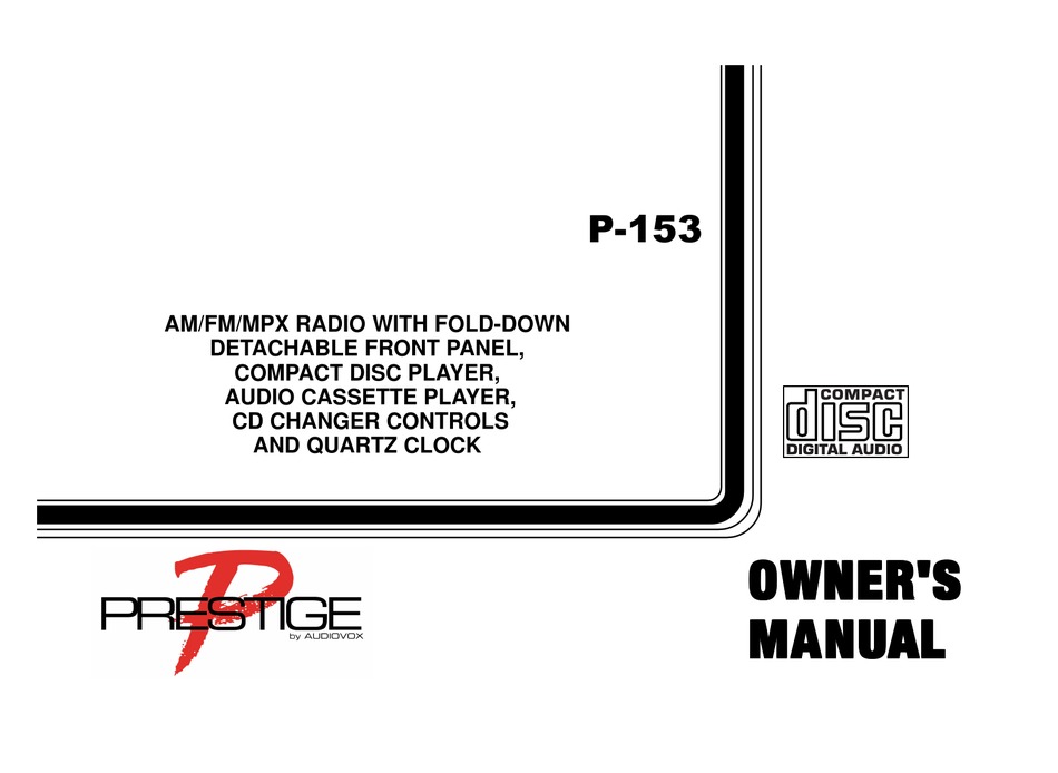 AUDIOVOX PRESTIGE P-153 OWNER'S MANUAL Pdf Download | ManualsLib