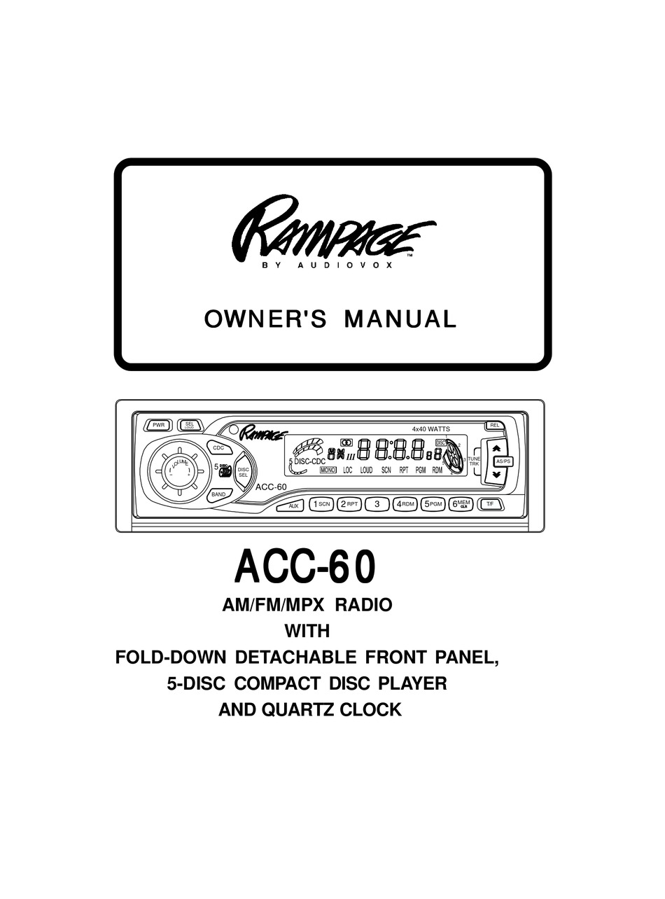 AUDIOVOX RAMPAGE ACC-60 OWNER'S MANUAL Pdf Download | ManualsLib