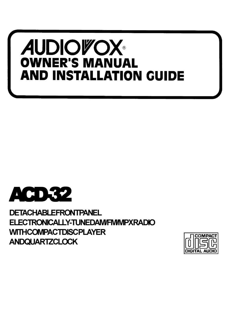 AUDIOVOX TRY32 OWNER'S MANUAL AND INSTALLATION MANUAL Pdf Download ...