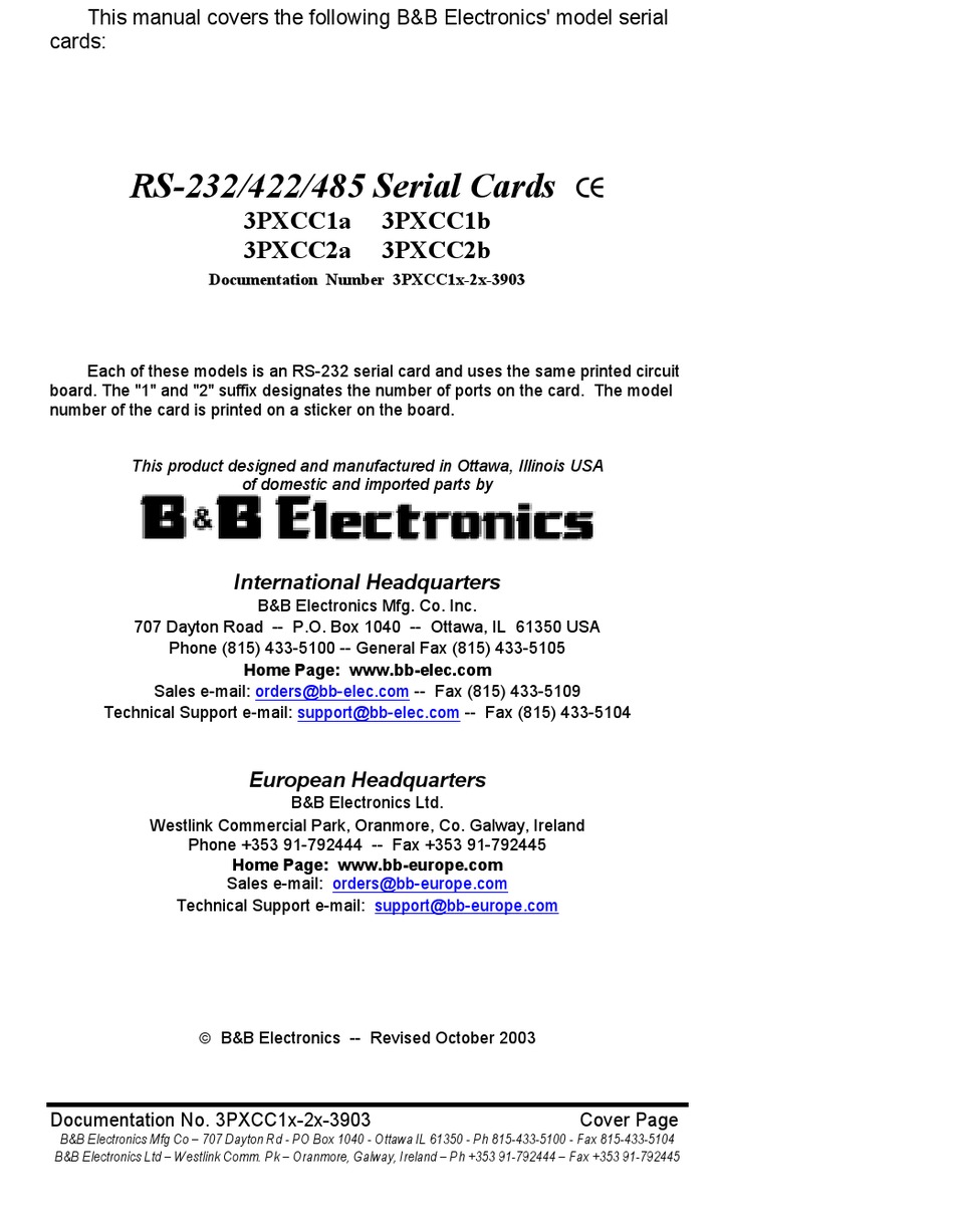 B&B ELECTRONICS 3PXCC1A USER MANUAL Pdf Download | ManualsLib