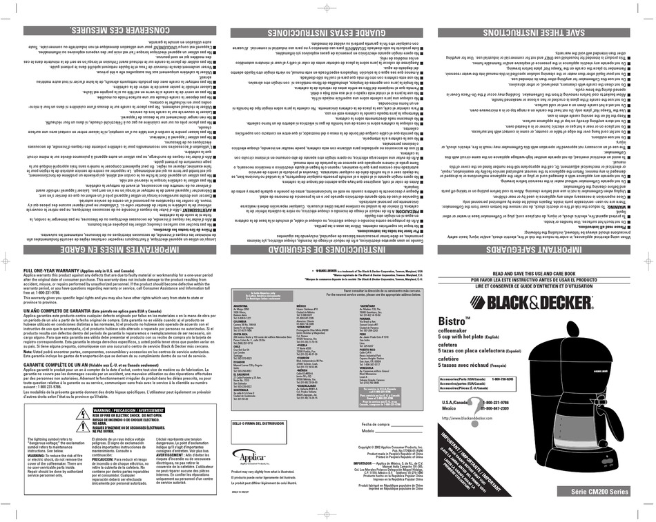 BLACK & DECKER DCM16 USE AND CARE BOOK MANUAL Pdf Download