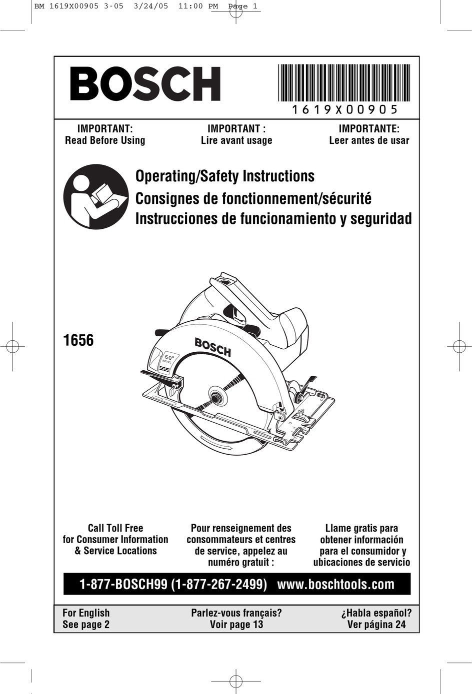 BOSCH 1656 OPERATING SAFETY INSTRUCTIONS MANUAL Pdf Download