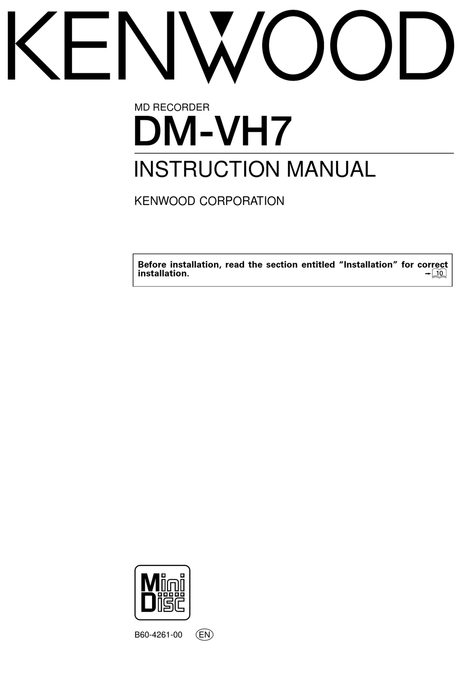 Kenwood Dm Vh7 Instruction Manual Pdf Download Manualslib