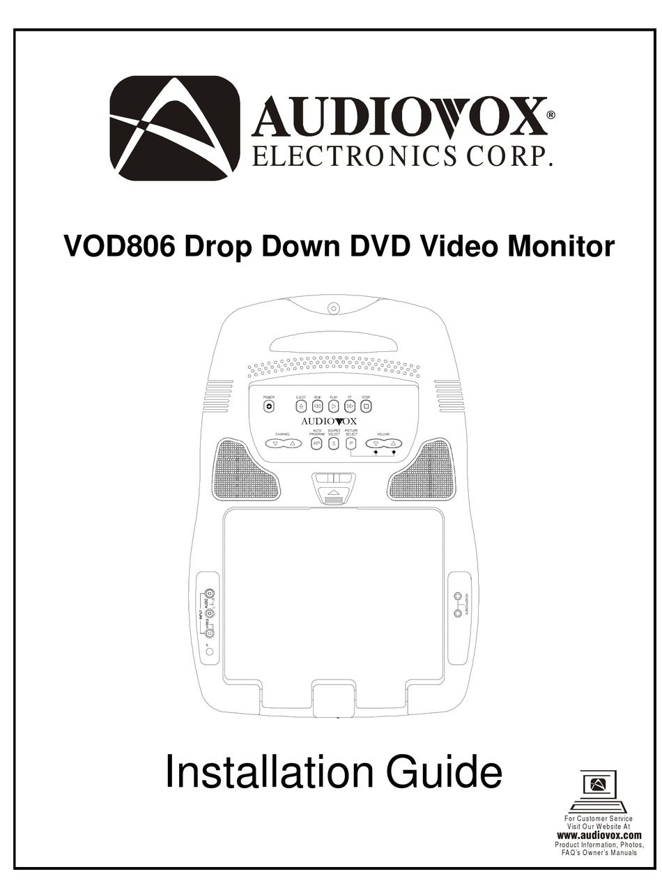 AUDIOVOX VOD806 CAR VIDEO SYSTEM INSTALLATION MANUAL ManualsLib