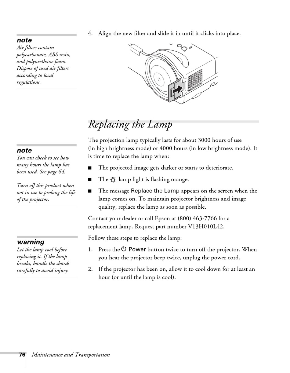 Epson PowerLite 410W User Manual [Page 