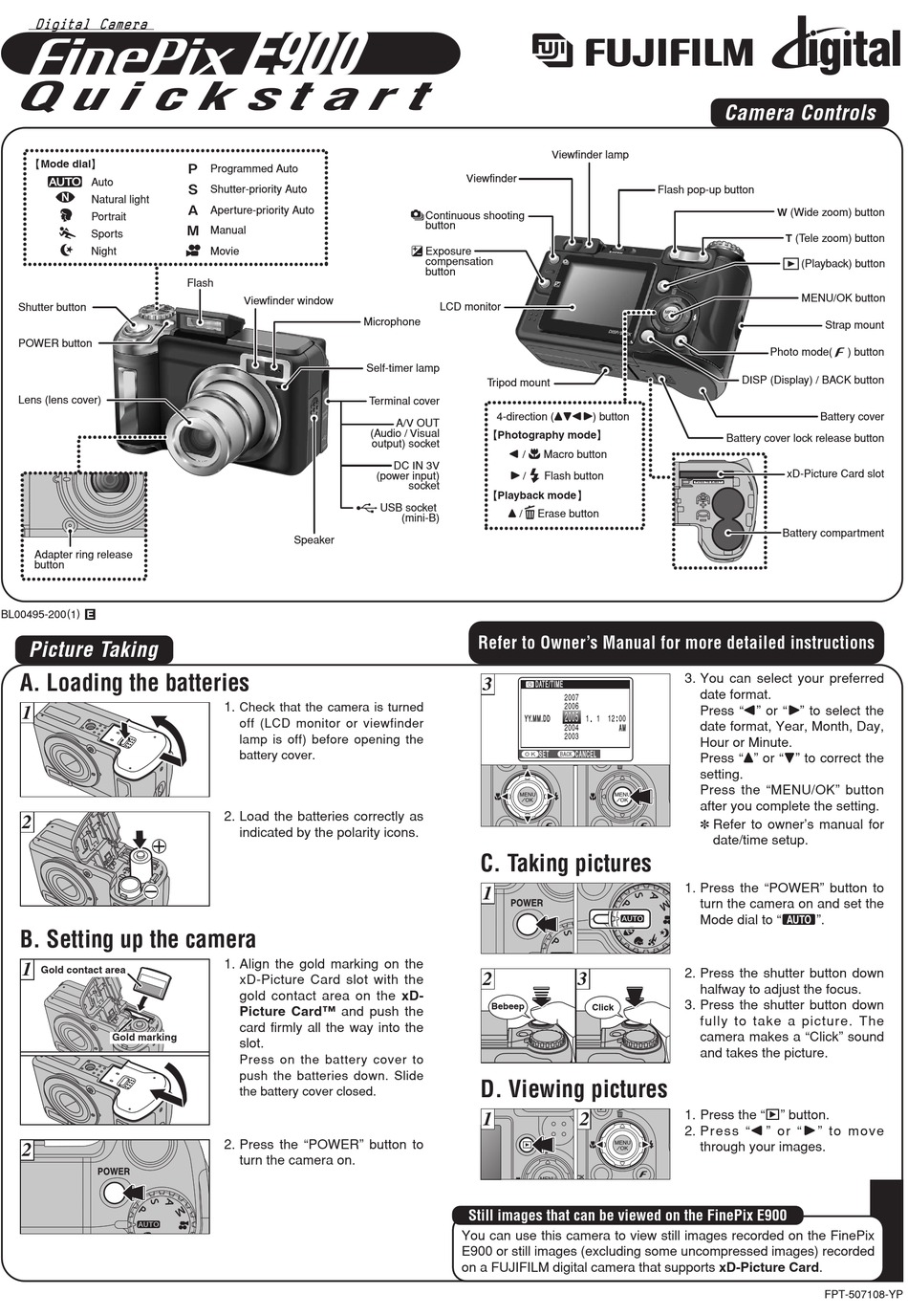 FUJIFILM FINEPIX E900 DIGITAL CAMERA QUICK START MANUAL | ManualsLib