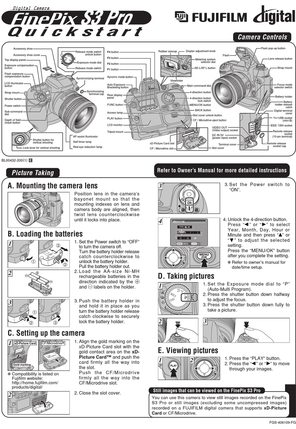 FUJIFILM FINEPIX S3 PRO DIGITAL CAMERA QUICK START | ManualsLib