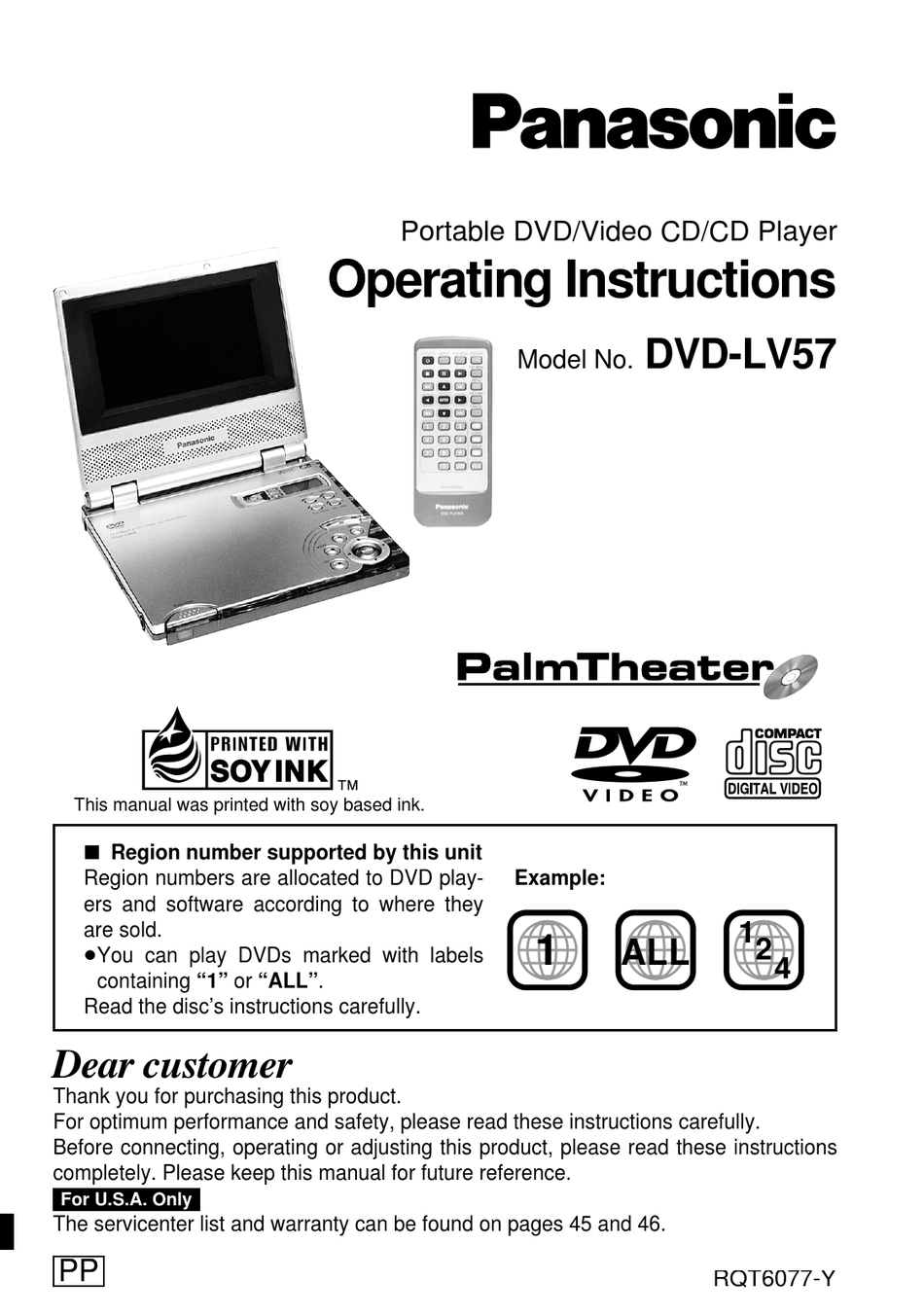 Panasonic Dvd Lv57 Operating Instructions Manual Pdf Download Manualslib