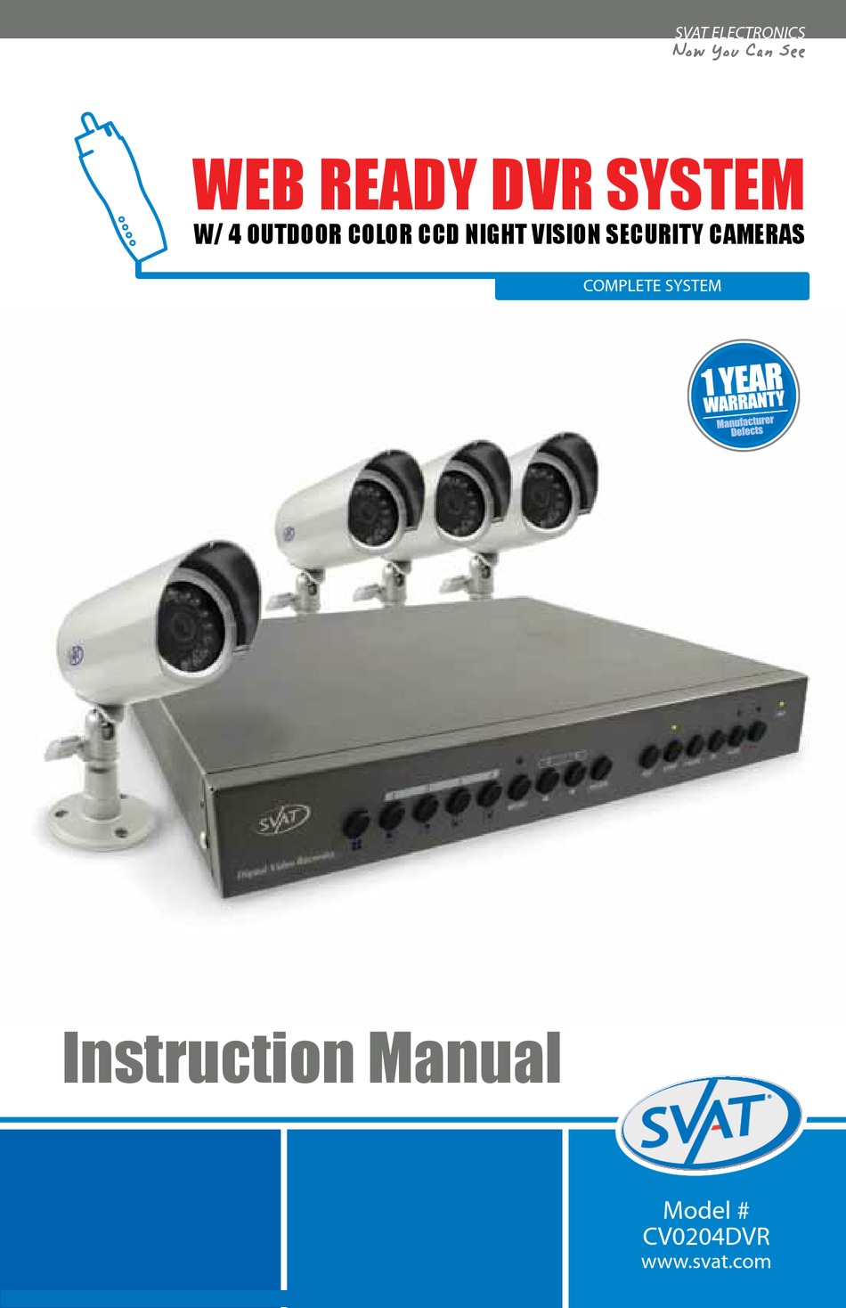 SVAT CV0204DVR SECURITY SYSTEM INSTRUCTION MANUAL | ManualsLib