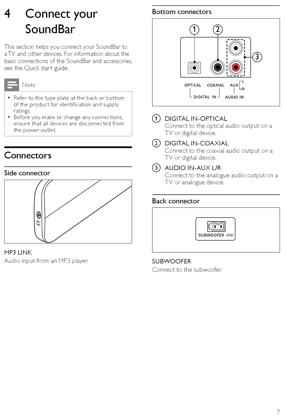 behave workshop tenacious Connect Your Soundbar; Connectors - Philips HTS3111/05 User Manual [Page 9]  | ManualsLib