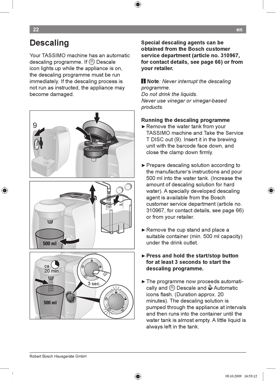 Descaling tassimo outlet instructions