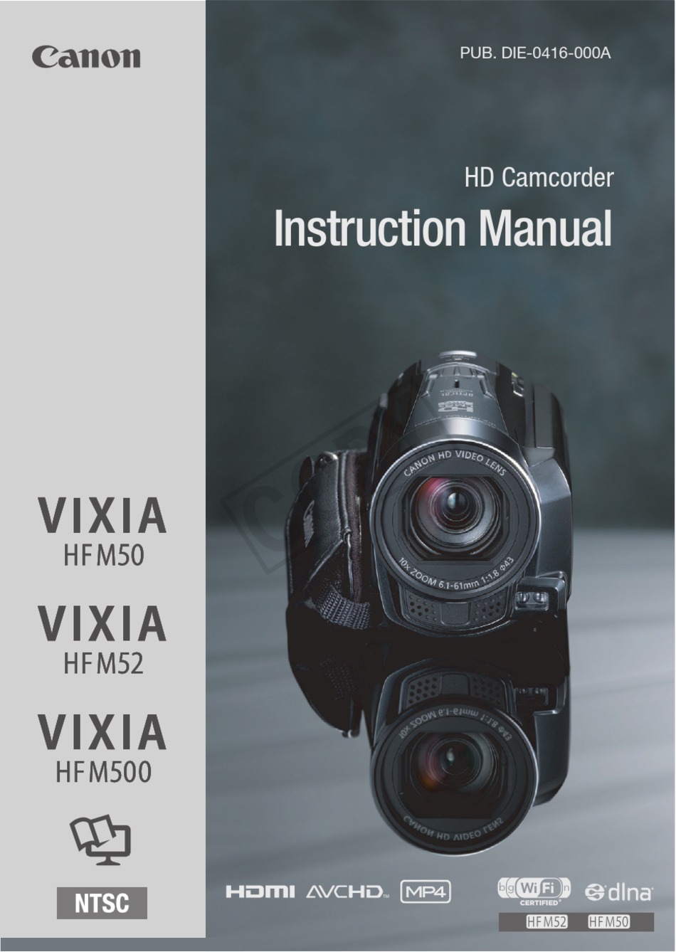 Canon Vixia Hf M52 Instruction Manual Pdf Download Manualslib