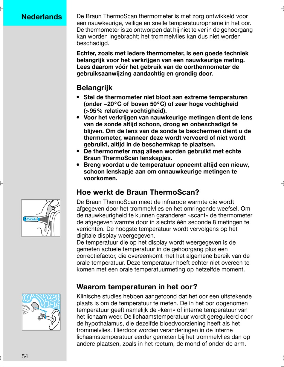 onvoorwaardelijk rijst verbergen Nederlands - Braun WelchAllyn ThermoScan Pro 3000 Owner's Manual [Page 54]  | ManualsLib