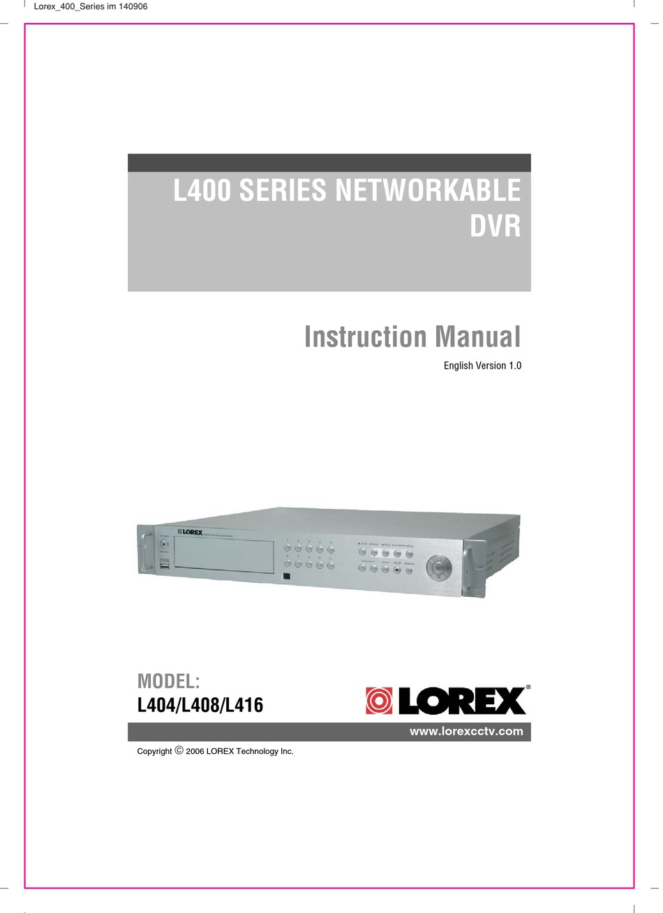 LOREX L404 INSTRUCTION MANUAL Pdf Download | ManualsLib