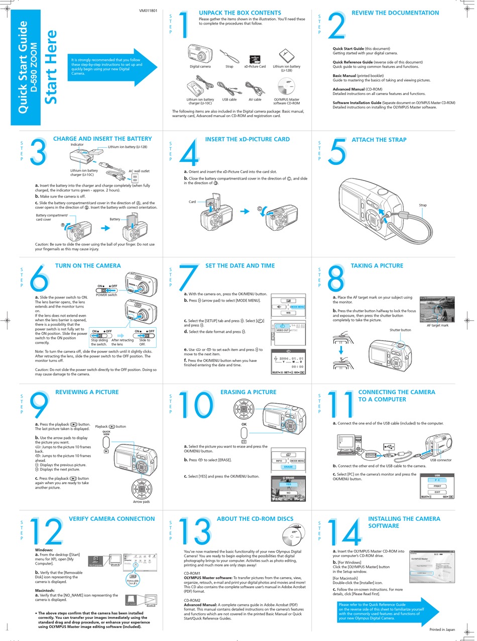 OLYMPUS CAMEDIA D-590 ZOOM QUICK START MANUAL Pdf Download | ManualsLib