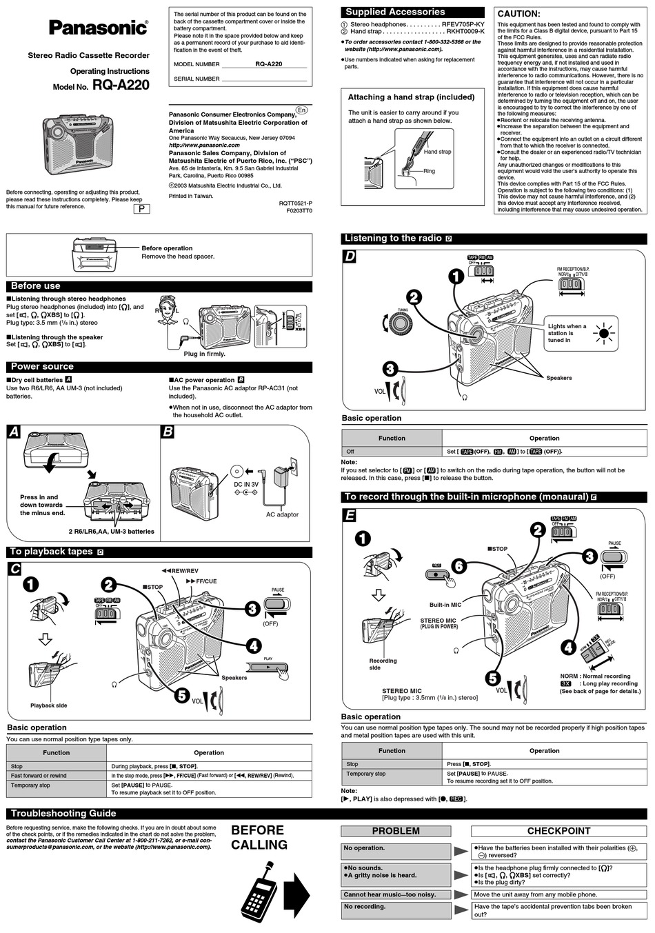 panasonic-rq-a220-operating-instructions-pdf-download-manualslib