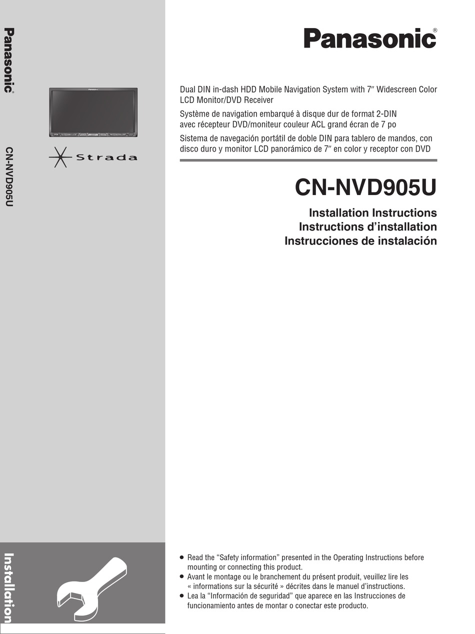 Panasonic Strada Cn Nvd905u Instrucciones De Instalacion Pdf Download Manualslib