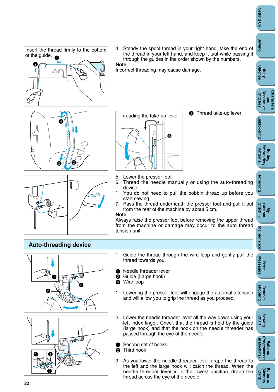 Auto Threading Device Brother Pc 8500 Operation Manual Page 23 Manualslib