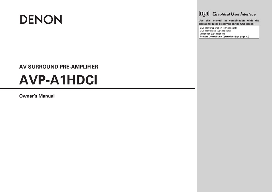 DENON AVP-A1HD OWNER'S MANUAL Pdf Download | ManualsLib
