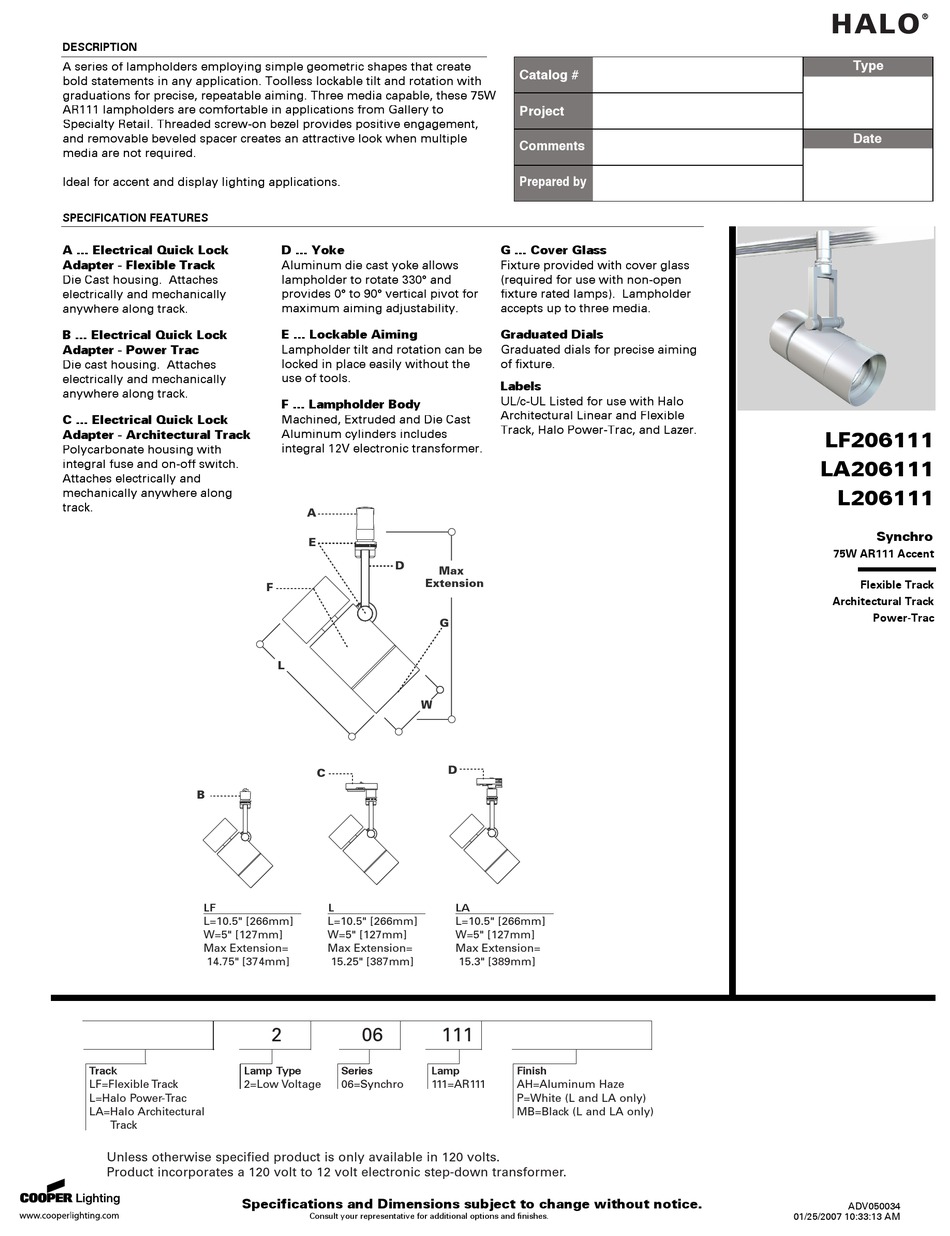 COOPER LIGHTING HALO L206111 SPECIFICATION Pdf Download | ManualsLib