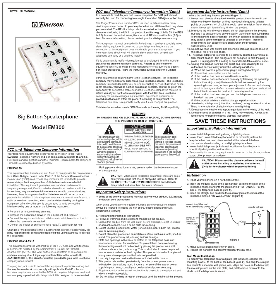 EMERSON EM300 OWNER'S MANUAL Pdf Download | ManualsLib