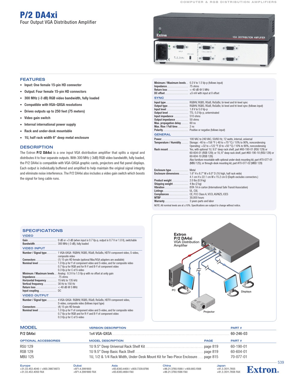 EXTRON ELECTRONICS 246-03 SPECIFICATION SHEET Pdf Download | ManualsLib