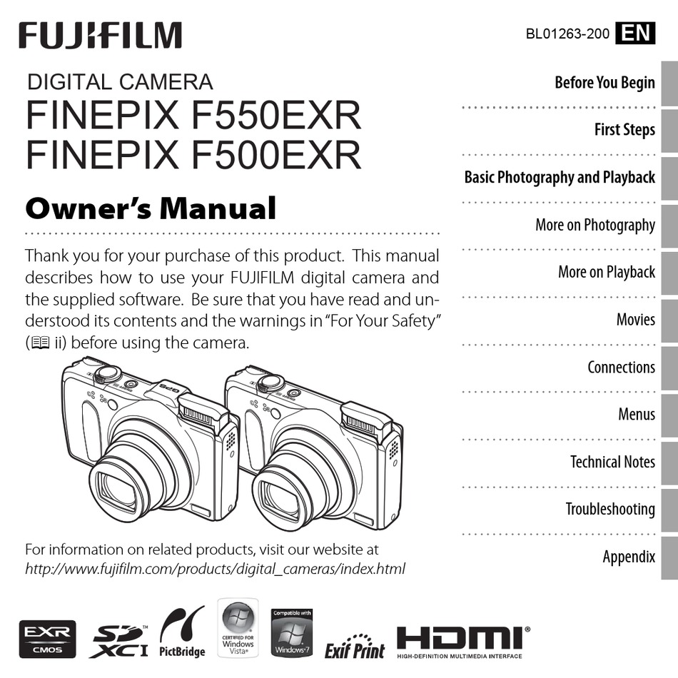 FUJIFILM FINEPIX F500EXR OWNER'S MANUAL Pdf Download | ManualsLib