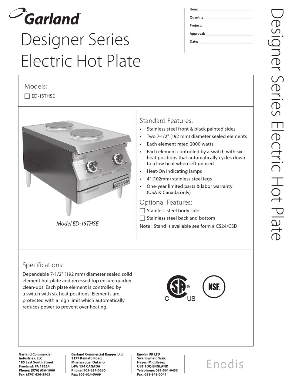 GARLAND ED-15THSE SPECIFICATIONS Pdf Download | ManualsLib