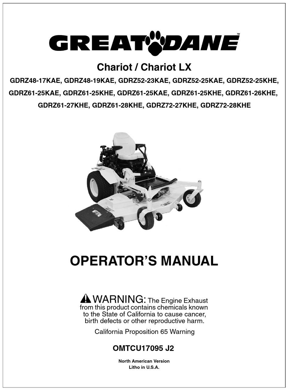 Operator & Parts Manual Fits Great Dane Super Surfer Series II