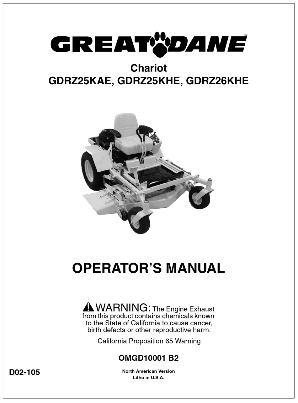 GREAT DANE GSRKA1934S OPERATOR'S MANUAL Pdf Download