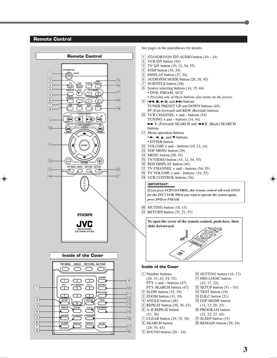 JVC Genuine Original JVC RM-STHA30R remote control for XV-THA30R XV-THA30 XVTHA30R 