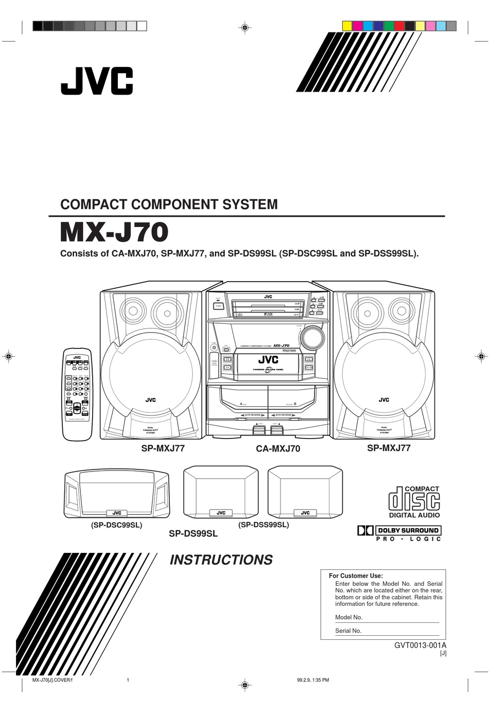 JVC MODEL MX-J70J INSTRUCTIONS MANUAL Pdf Download | ManualsLib