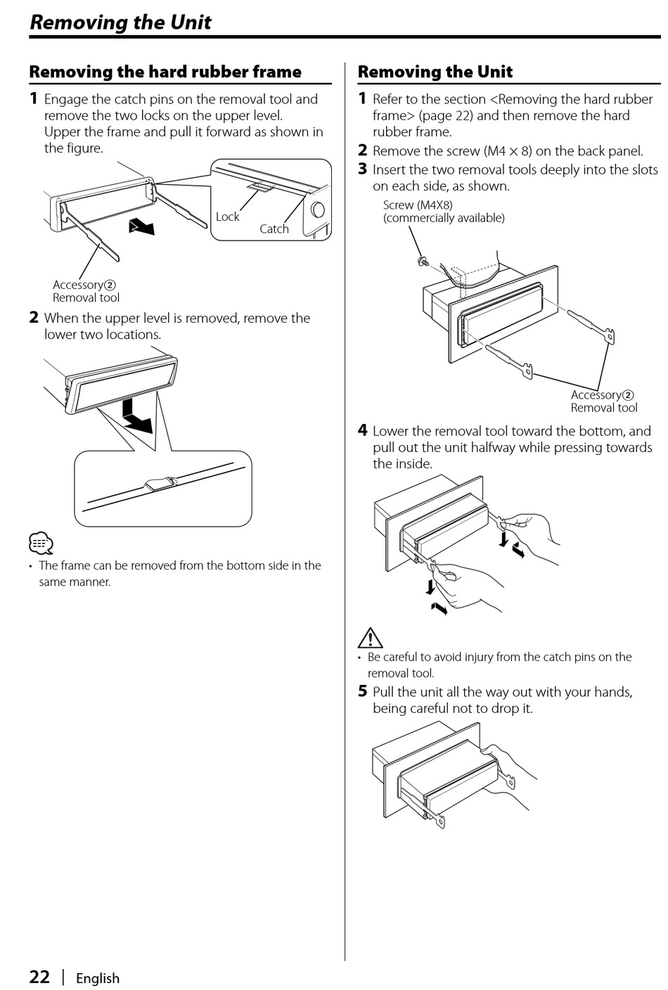 Removing The Unit - Kenwood KDC-1028 Instruction Manual [Page 22] |  ManualsLib