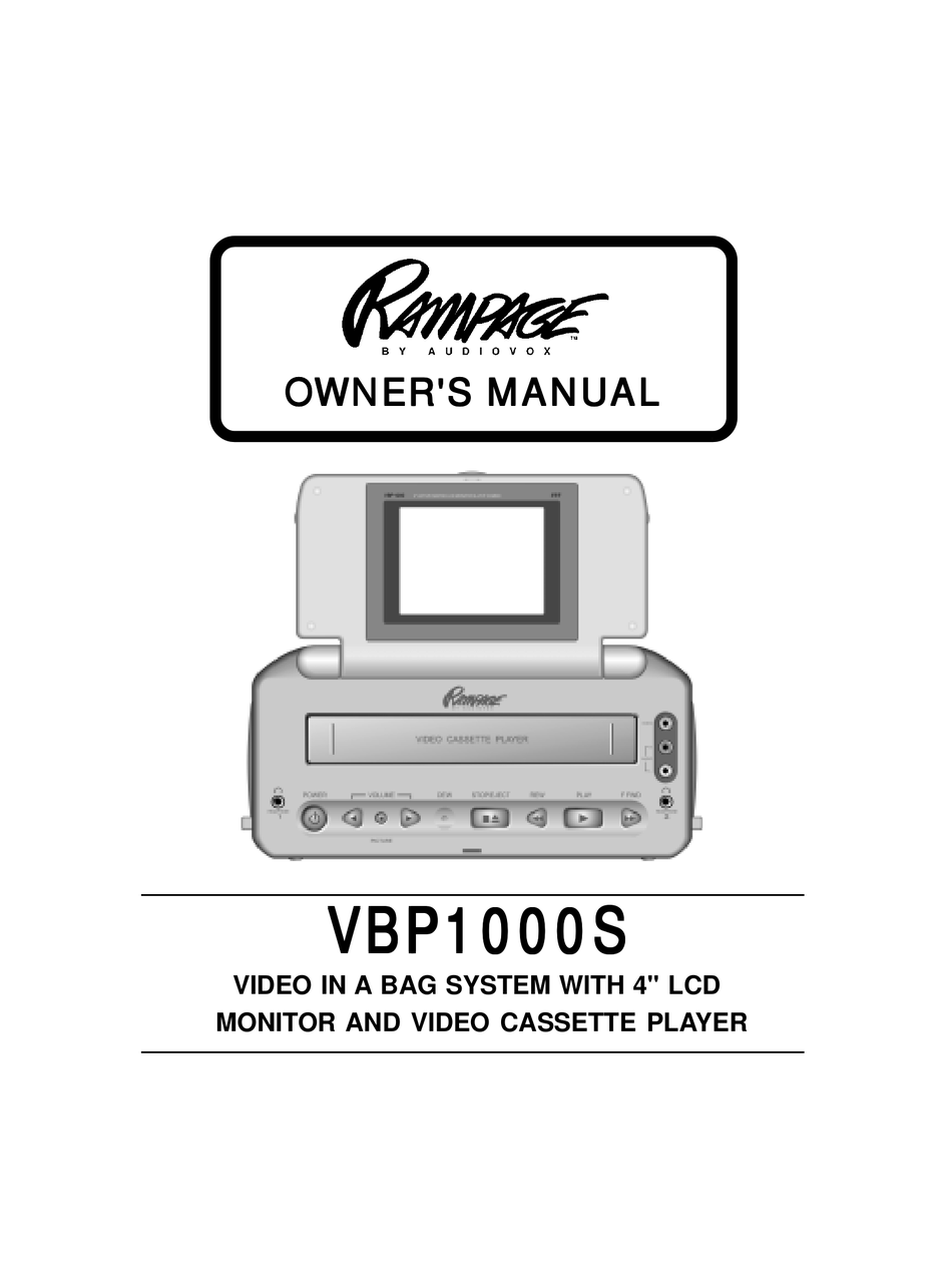 AUDIOVOX RAMPAGE VBP1000S CAR VIDEO SYSTEM OWNER'S MANUAL | ManualsLib