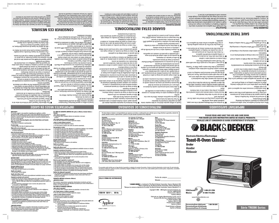 User manual Black & Decker Toast-R-Oven TRO4070 (English - 19 pages)