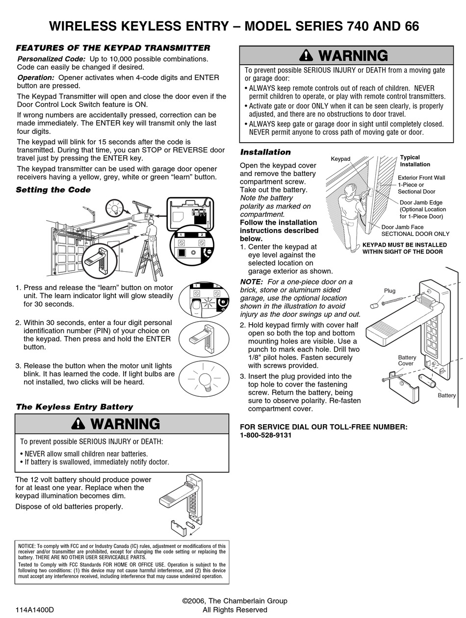 CHAMBERLAIN SERIES 740 REMOTE STARTER USER MANUAL | ManualsLib