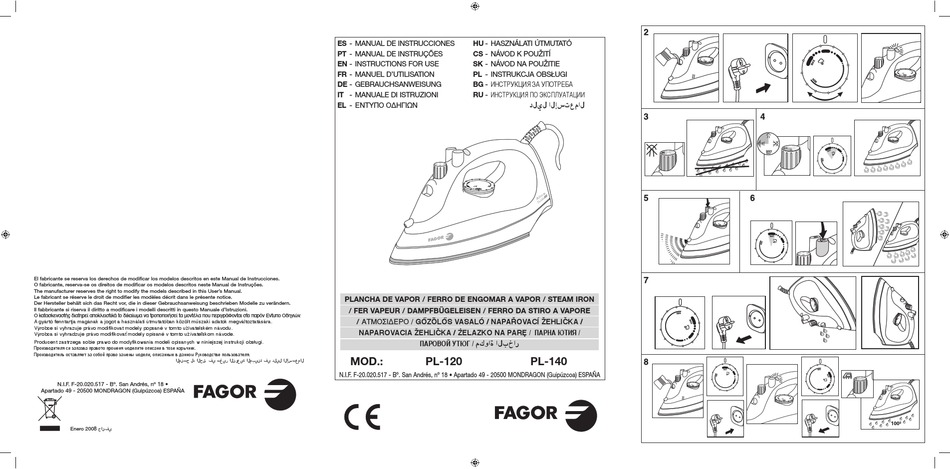 FAGOR PL-140 INSTRUCTIONS FOR USE MANUAL Pdf Download | ManualsLib