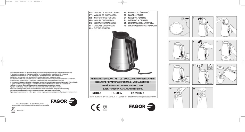 FAGOR TK-2005 INSTRUCTIONS FOR USE MANUAL Pdf Download | ManualsLib