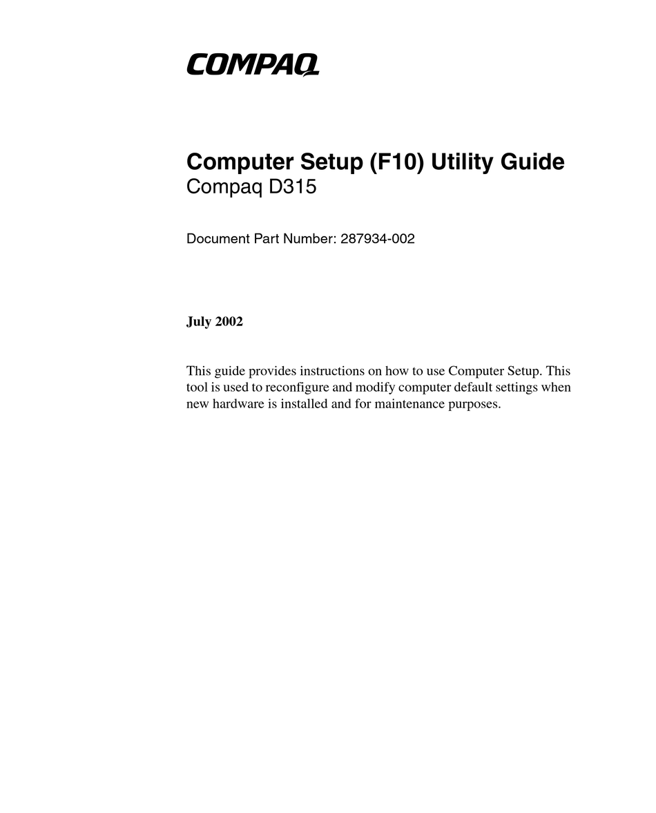 compaq-d315-desktop-pc-setup-utility-manual-pdf-download-manualslib