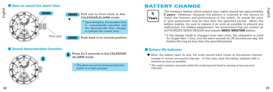 Battery Change - Seiko 7T86 Instructions Manual [Page 15] | ManualsLib