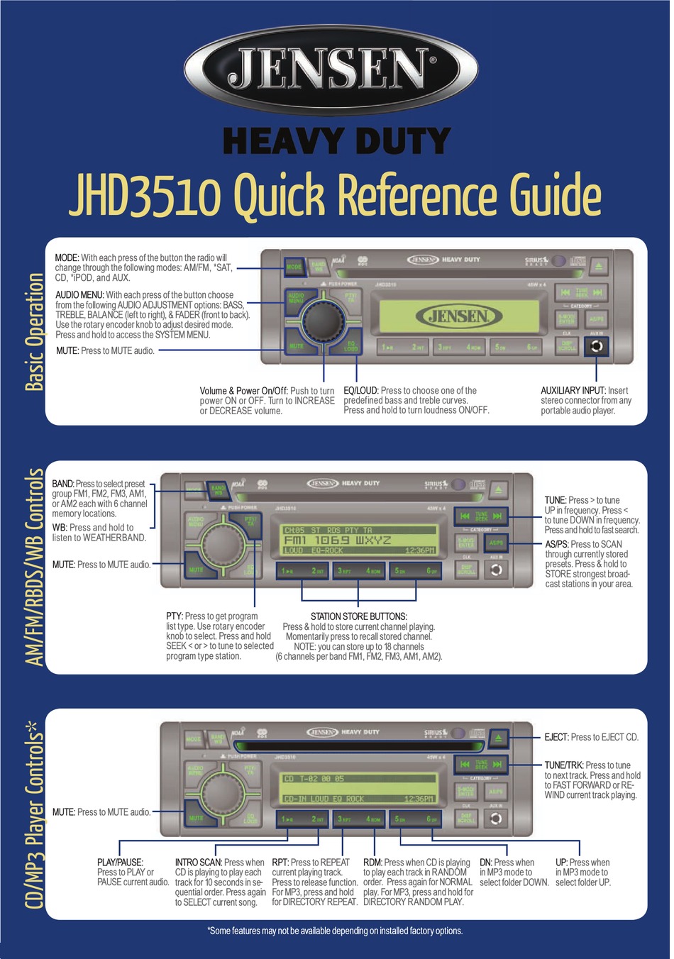 Jensen Radio Manuals Owners Manual