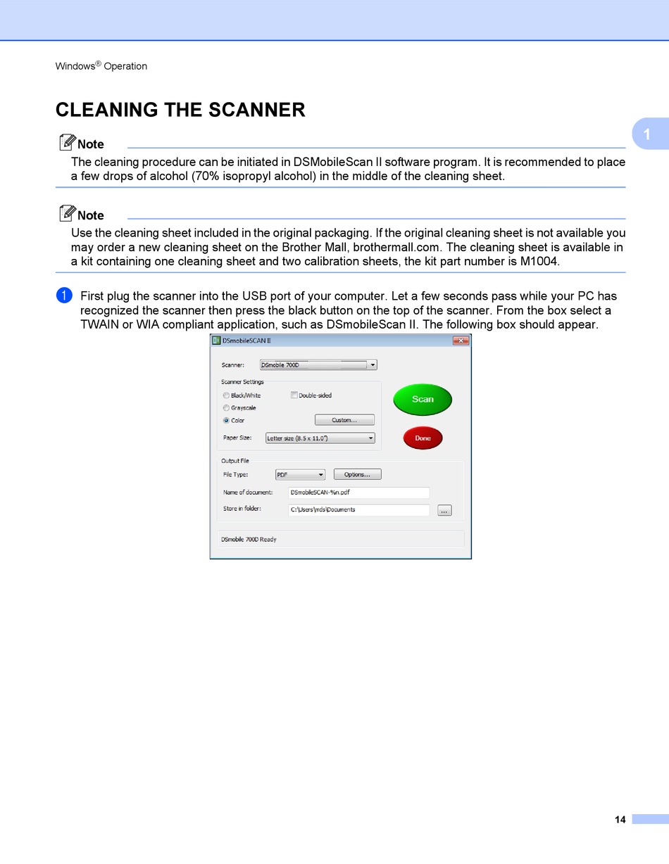 Cleaning The Scanner - Brother DS700D 