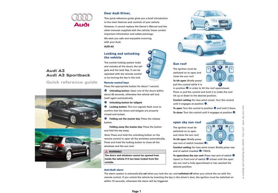 AUDI A3 SPORTBACK QUICK REFERENCE MANUAL Pdf Download ManualsLib