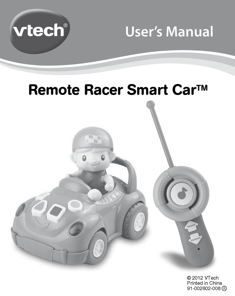 VTECH REMOTE RACER SMART CAR USER MANUAL Pdf Download ManualsLib
