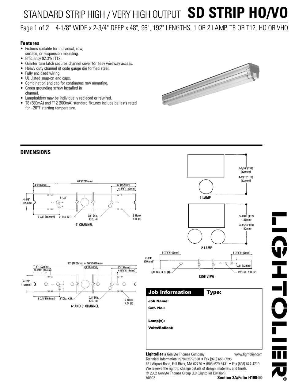 Lightolier Sd Strip Ho-vo Manual Pdf Download 