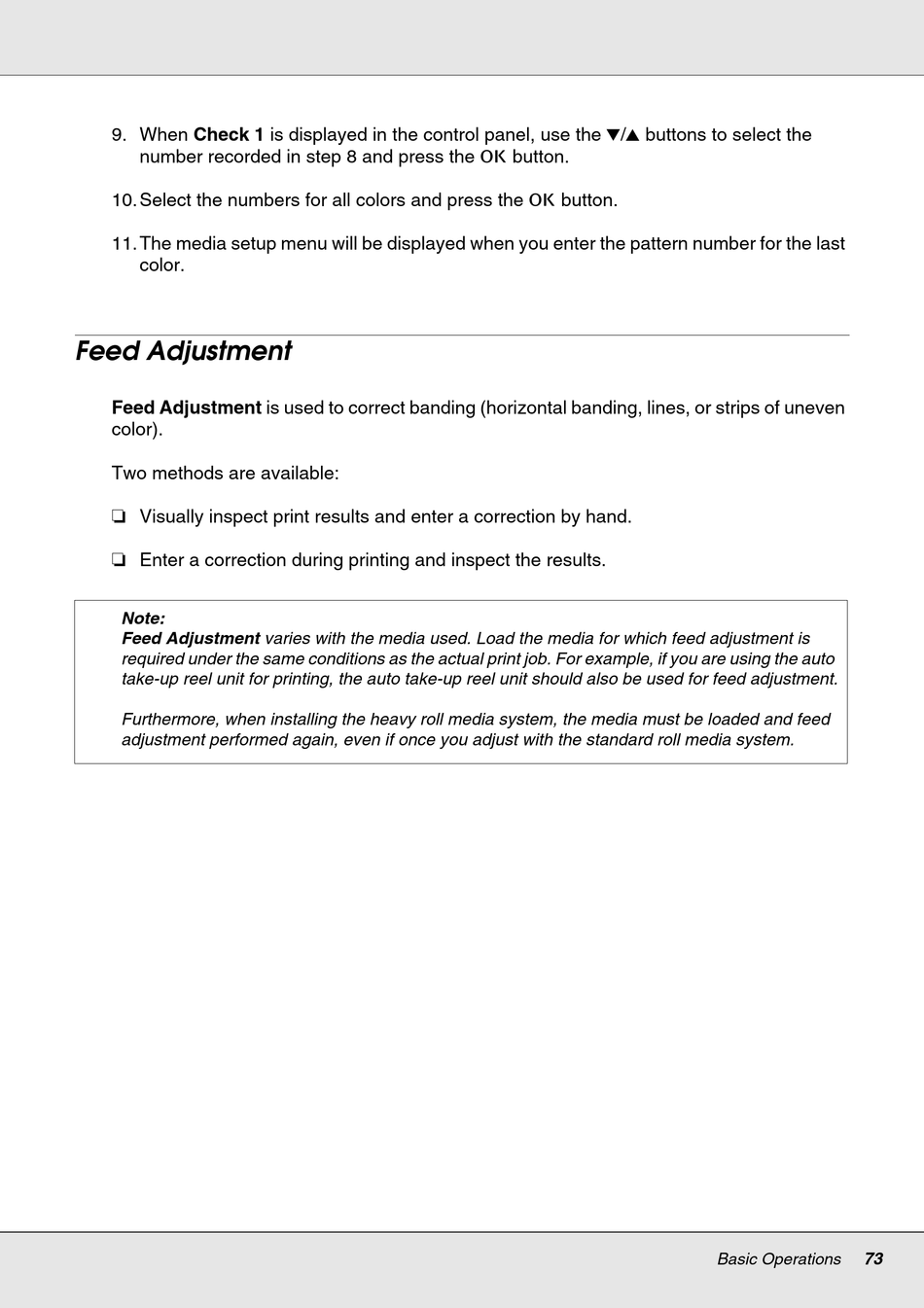 Feed Adjustment - Epson SureColor F7070 User Manual [Page 73]