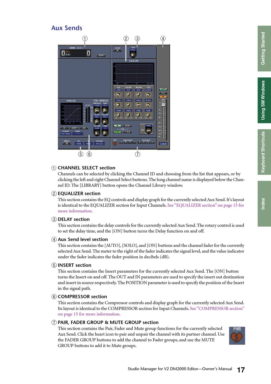 Aux Sends - Yamaha Studio Manager Owner's Manual [Page 17] | ManualsLib