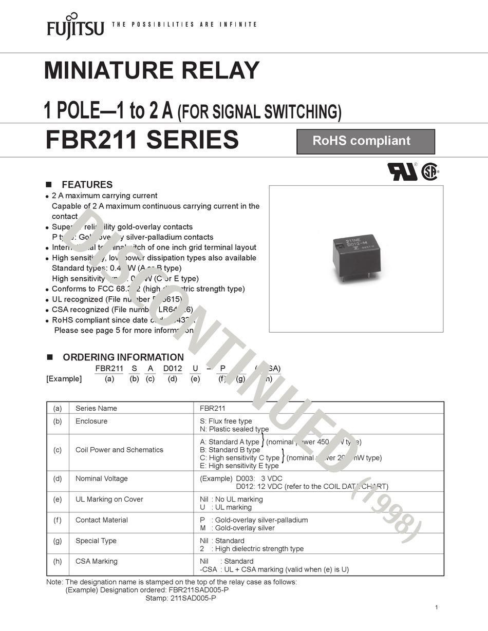 FUJITSU FBR211 SERIES MANUAL Pdf Download | ManualsLib