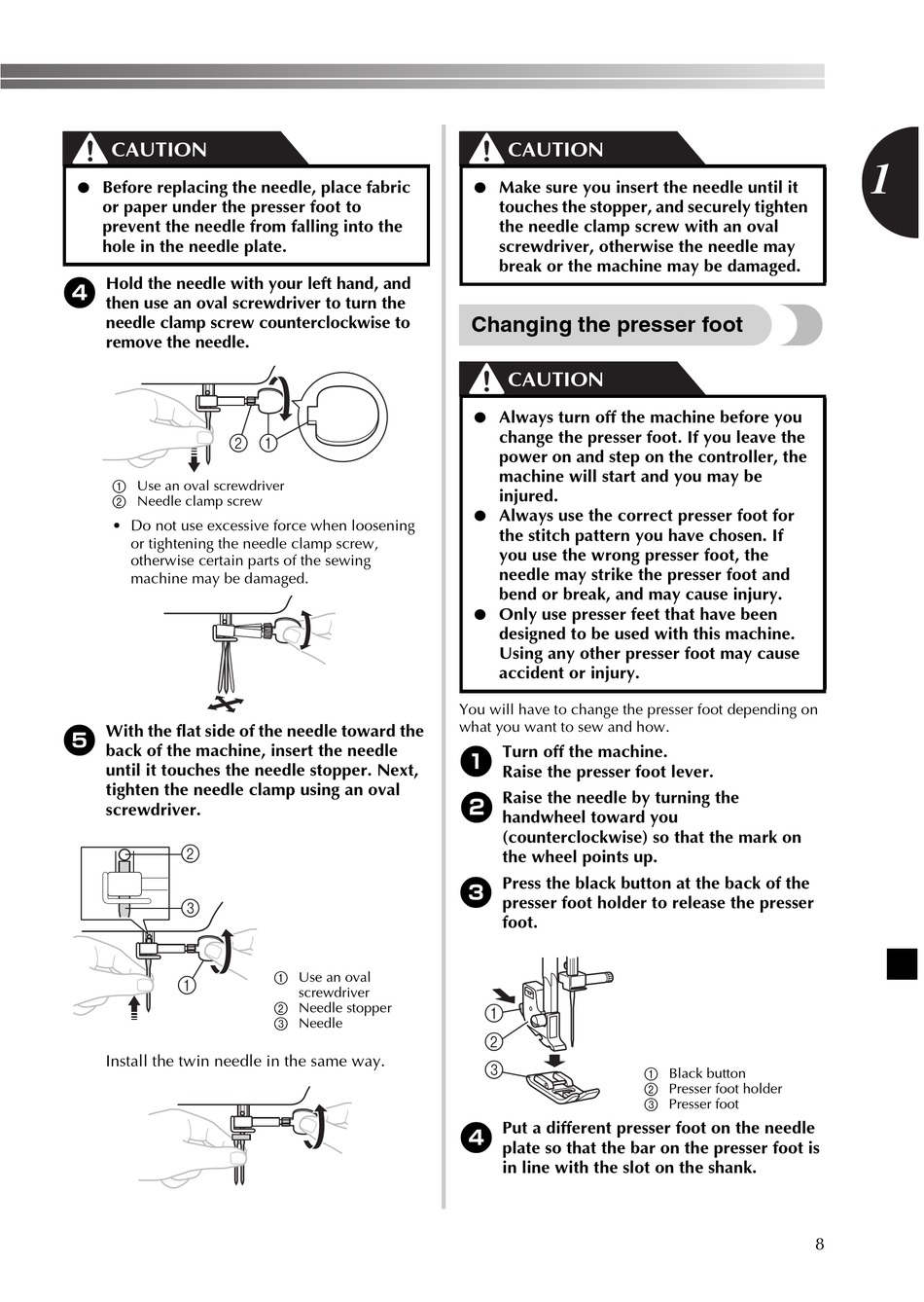 Brother - Changing the presser foot 